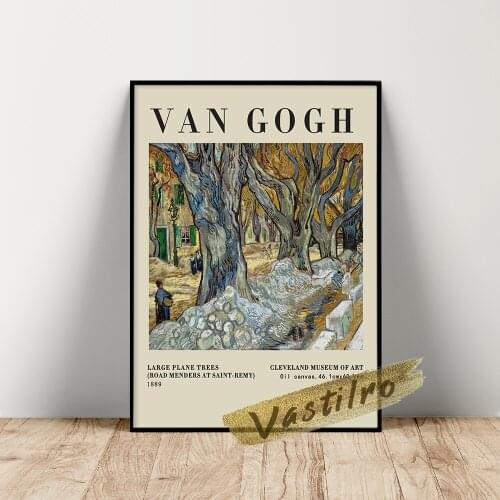 Vincent Van Gogh Museum Exhibition Poster, The Large Plane Trees Canvas Prints, Retro Van Gogh Still Life Scenery Wall Picture