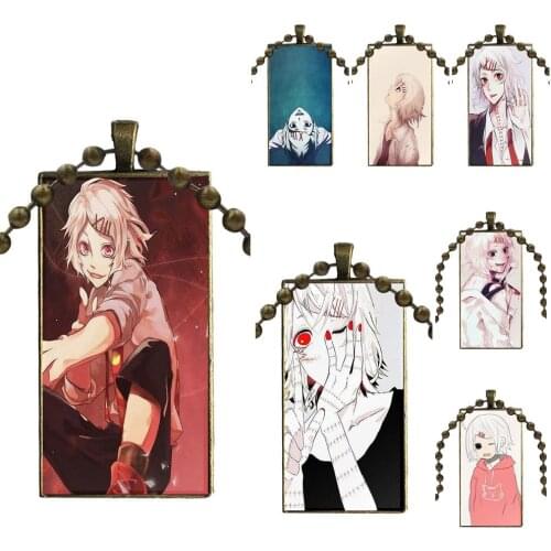 Japanese Anime Juzo Suzuya Tokyo Ghouls Glass Pendant Necklace Handmade Half Pendant Rectangle Necklace