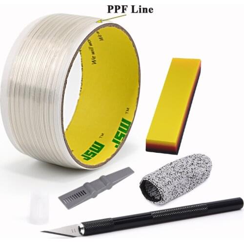 FOSHIO 5M Car Paint Protective Film PPF Cutting Line Carbon Fiber Knifeless Tape Design Line Window Tint Stickers Cut Tool Kit