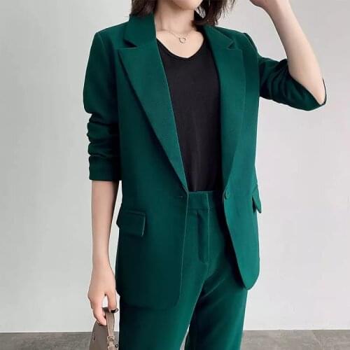 Heydress women autumn solid elegant blazer suit OL single button blue pants suit female Formal Office Suits Work Elegant Suits