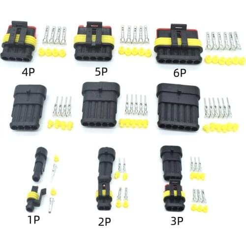 1set AMP 1P 2P 3P 4P 5P 6P Way Waterproof Electrical Auto Connector Male Female Plug for Car Motorcycle