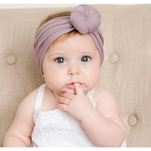 10PCS Newborn Top Knot Headband Round turban nylon headwrap Kids Girls Head Band Hair Accessories Summer bandeau bebe 18 Colors
