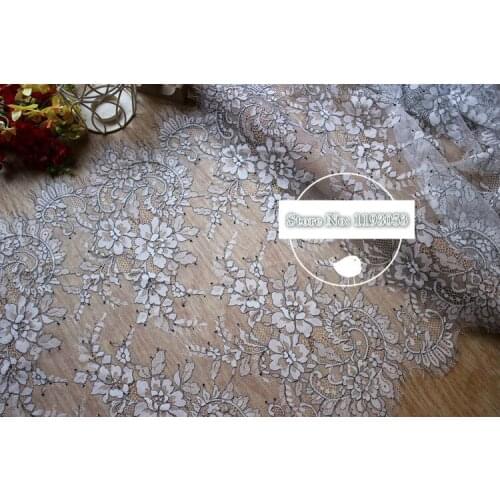 3M/Lot Double color 50CM Exquisite France Eyelash Lace Trim Embroidery Lash Fabric Diy Wedding Dress Clothing Accessories