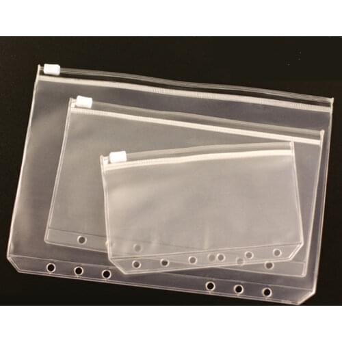 5pcs/lot File Manager Storage Folder Zipper Bag PVC Loose-leaf Storage Bag Bills Business Card Bag Loose-leaf Book Document Bag