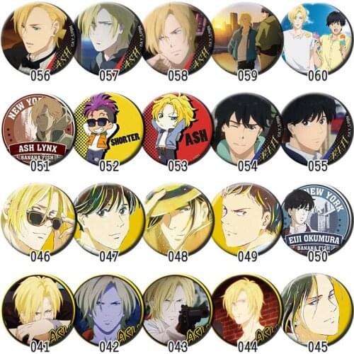58mm Anime Badges Banana fish Ash Lynx Okumura Eiji Cosplay Acrylic cartoon Brooch Pins Icons