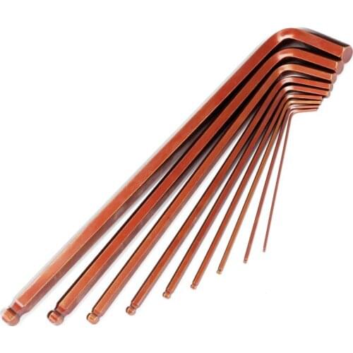 9pcs/set Ball head L type 1.5-10mm S2 Hex Allen Key Socket Hexagonal Wrenches Set Spanner For repair bicycle