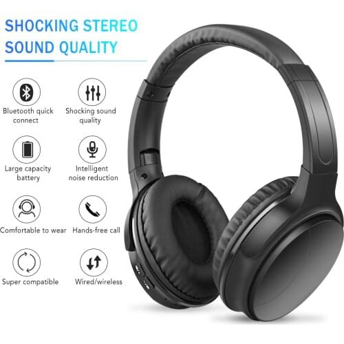 Wireless Headphone Bluetooth Music Gaming Over Ear Noise Cancellation ANC Sports Headset