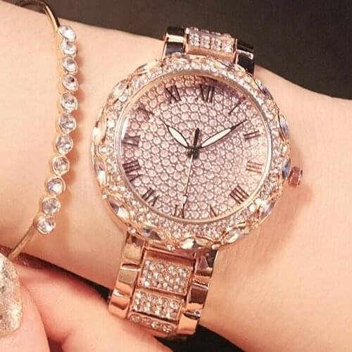 New Full Diamond Crystal Womens Watches Luxury Women Rhinestone Watches Women Rose Gold Ladies 2019 Watches Female Quartz Watch