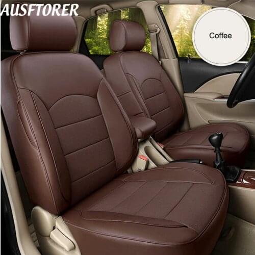 AUSFTORER Exact Fit Genuine Leather Automobiles Seat Covers for Volvo XC70 Car Seat Cover Sets Accessories Protector Front& Rear