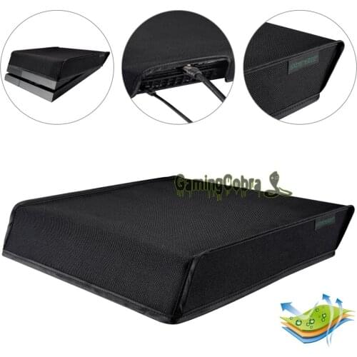 EXtremeRate Black Nylon Horizontal Protector Dust Guard Cover for PS4 Console