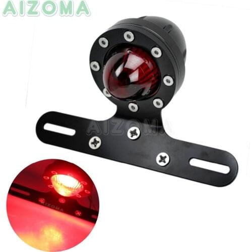 Black Cafe Racer 12v Retro Taillight Brake Stop Light with License Plate Bracket Light For Harley Yamaha Bobber Choppers XS650
