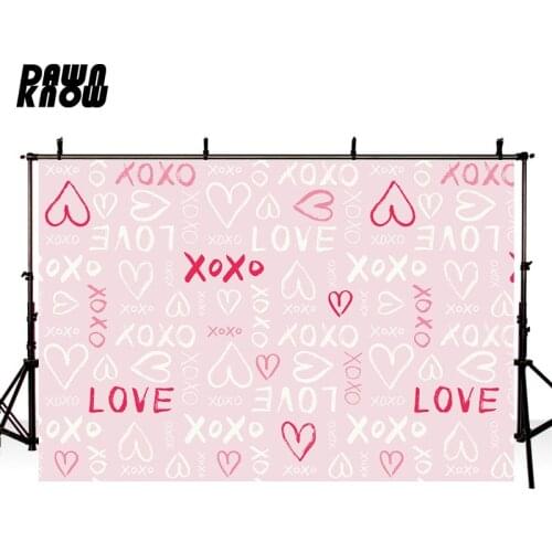 DAWNKNOW Pink Heart Love Photography Background Wedding Photocall Lover Photographic Backdrop Photo Studio Children lv2617