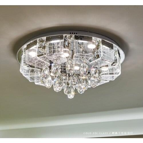 Crystal ceiling lamp simple modern living room bedroom lamp luxury atmosphere round led home crystal lamps led lighting fixture