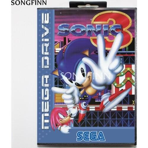 16 bit MD Memory Card With Box for Sega Mega Drive for Genesis Megadrive - Sonic 3 EU