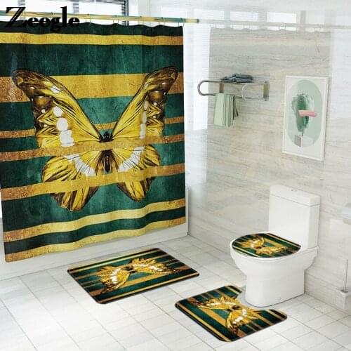 Microfiber Toilet Mat Set Bath Mat Set Waterproof Shower Curtain Bathroom Carpet Rug Shower Room Anti-slip Floor Carpet Set