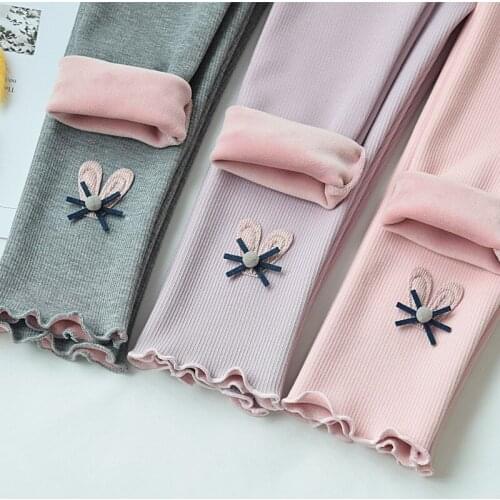 Baby girls thin velvet leggings with velvet cotton trousers child western style girls pants