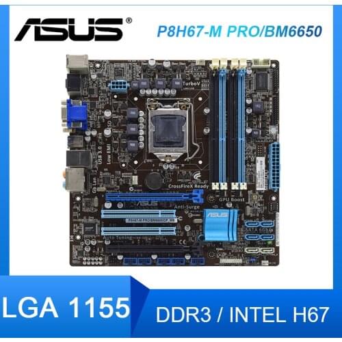 ASUS LGA 1155 DDR3 P8H67-M PRO/BM6650 Desktop Motherboard intel H67 supports Core i3i5i7 cpus ATX 1155 motherboard