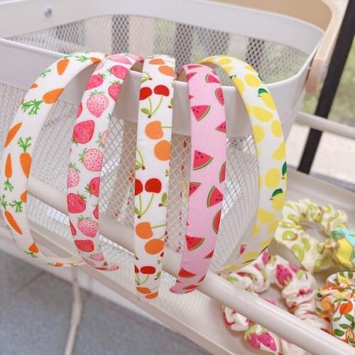 Sweet Summer Fruits Printed Women Haidbands Handmade Wide Headband Face Wash Makeup Head Hoop Elastic Hairband Hair Accessories