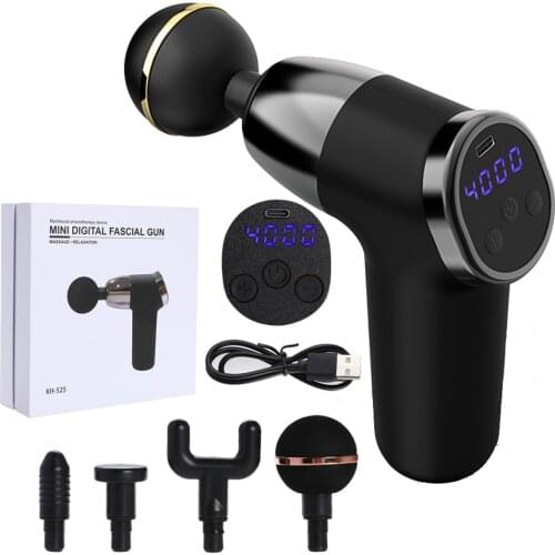 Dual LCD fascia gun mini portable electric muscle relaxation massage gun low noise exercise body relaxing massager dropshipping