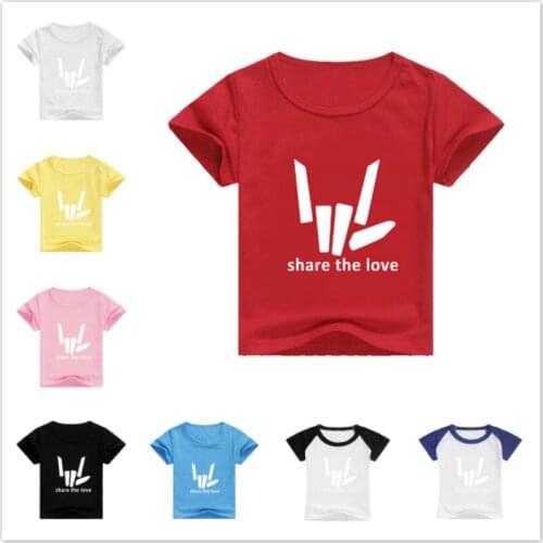 Fashion Summer Funny Kids T Shirt Cartoon Share The Love Print Short Sleeve Tee Baby Boys Girls Tshirt Children White Black Tops