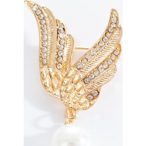 Fashion Retro Angel Wings Brooch Pin Imitation Pearl Mens Badge Brooches Lapel Medal Women Shirt Collar Clothing & Accessories