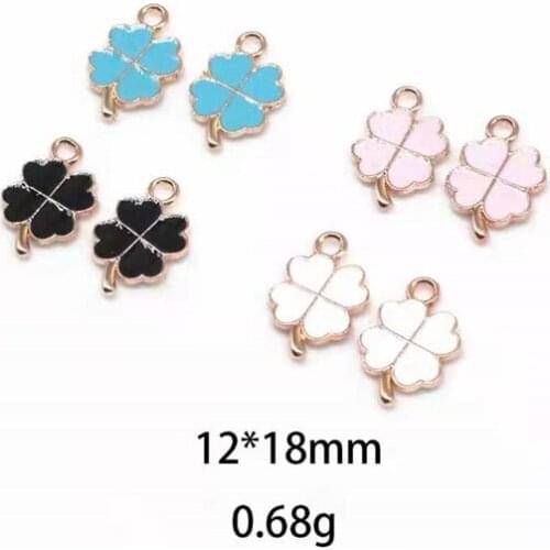 New Dripping Oil Four-Leaf Clover Tail Alloy Jewelry Accessories DIY Handmade Accessories Rubber Band Earrings Bracelet Pendants