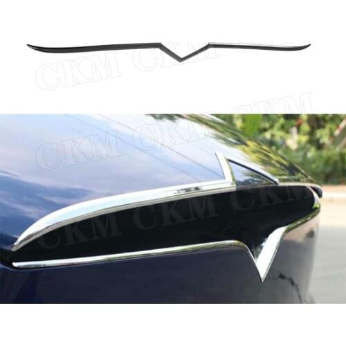 Carbon fiber Front middle Net lower trim strip ABS Carbon Look Cover Hood Trim Fit for Tesla Model X SUV 2020 Car Decoration