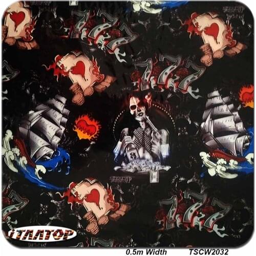 ITAATOP Cartoon Skull Hydro PVC Film Water Transfer Printing Film 0.5M * 2/10/20M TSCW2032