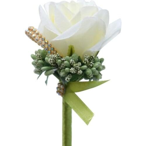 Rose Silk Corsage Artificial Wedding Bouquets Groom Groomsmen Bouquet Silk Flower Gentleman Rose Boutonniere LX8682