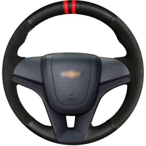 Hand Sew Soft Black Genuine Leather Suede Car Steering Wheel Cover for Chevrolet Cruze Aveo Orlando Holden Cruze Ravon R4