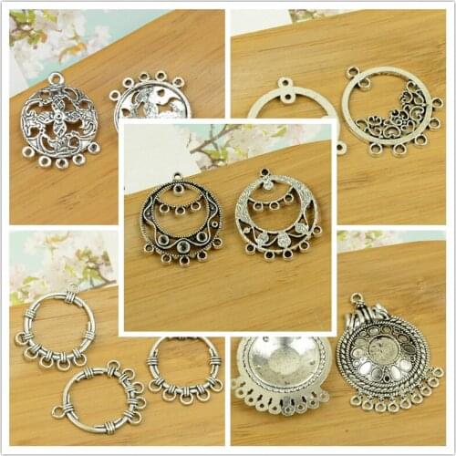 Round shape connector multiple/five/six holes DIY pendant necklace bead jewelry accessories findings antique silver vintage hot