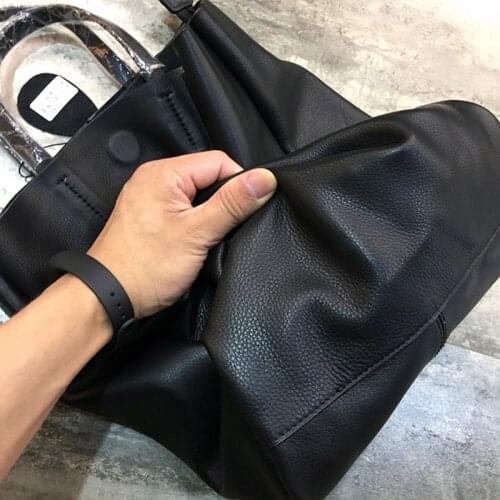 Vintage Female Bag Casual Tote Real Leather Handbags Women Shoulder Bag Lady Crossbody Bags Solid Soft Leather Shopping Big Bag