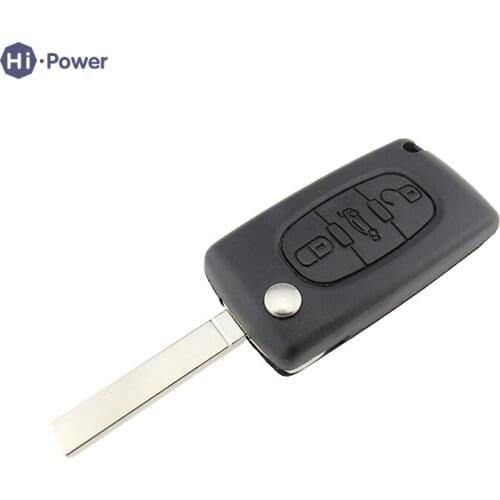 Hi-power Flip Folding Fob Remote Control Car Key Shell For PEUGEOT 406 407 408 307 308 107 207 3 Buttons Uncut Blade Key Shell
