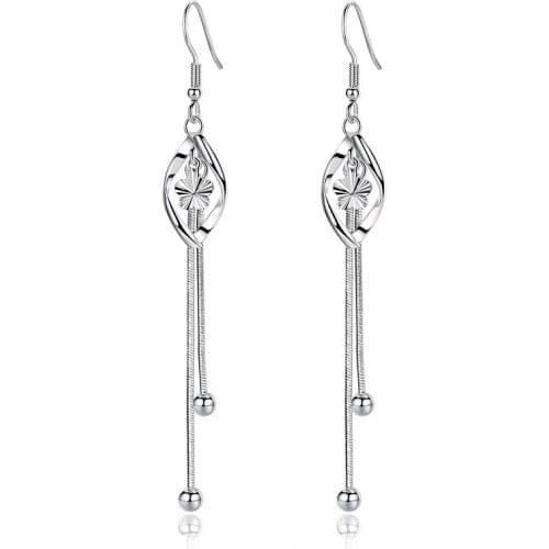 925 Sterling Silver Fashion Plum Flower Long Tassels Stud Earrings for Women Jewelry Wwdding Gift Wholesale Drop Shipping