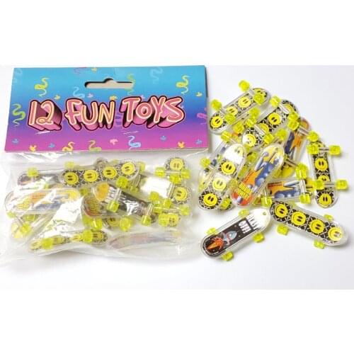 12 PCS Mini Finger Skateboard Fun Birthday Party Favors School Prize Gift Pinata Bag Filler Game Trooper Cup Cake Prize Gift