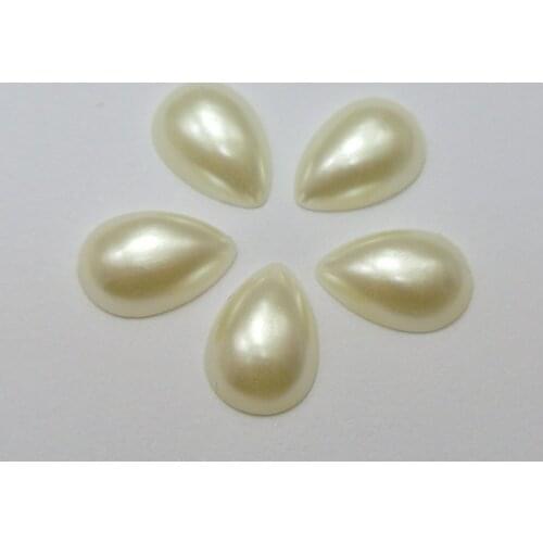 200 Ivory Tear Drop Half Pearl Bead 10X14mm Flat Back Scrapbook Craft