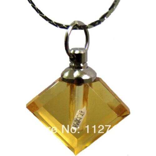 25pcs/lot yellow Flat prismatic Rice vials pendants rice vial pendant perfume empty glass bottle glass spray perfume bottl