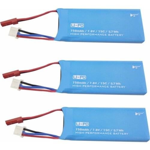 3PCS 7.6V 750mAh Lithium Battery for Hubsan H216A Quadcopter Parts UAV Backup Battery