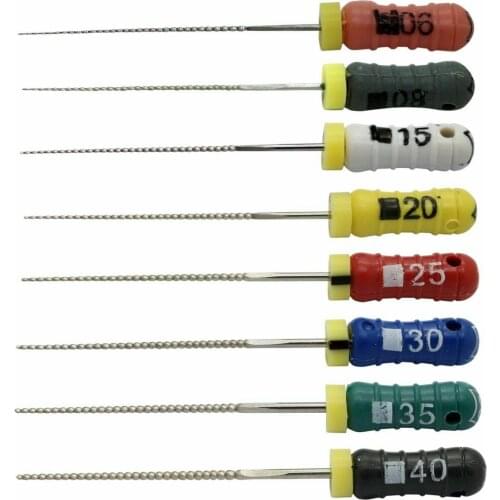 5Card 21mm Dental Endodontic K-files Hand Use Steel Root Canal File 06-40 * 6 Pcs/Card