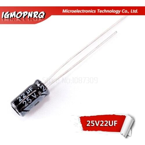 50PCS 25V22UF 4*7mm 22UF 25V 4x7mm Aluminum Electrolytic Capacitors DIP