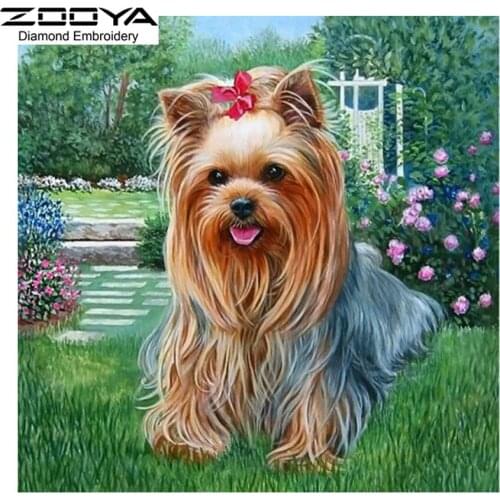 5D DIY Diamond Painting Dogs Cute Crystal Diamond Painting Cross Stitch Lovely Dog Animals Needlework Home Decorative BJ753