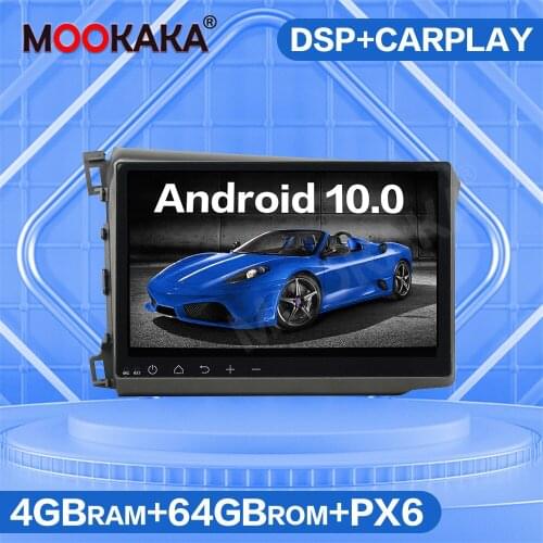 Android 10.0 64G PX6 For Honda Civic 2011-2015 Car Multimedia Player GPS Navigation Carplay Auto Radio Stereo Head Unit Recorder
