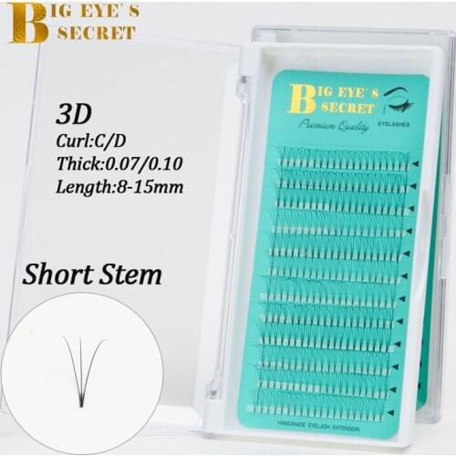 Big eyes secret Short Stem 3D Premade Fans Volume Lashes Extension Professional Cils Volume Eyelashes Russian Volume Lashes