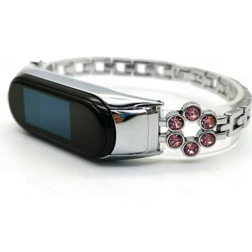 Miband 4 Ladys Watch Bracelet Stainless Steel Wrist Strap For Xiaomi Band 3 4 With Diamond Watchband Correas De Reloj MiBand 4