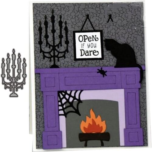 CH candelabra 3D Gift Stitched DIY Scrapbooking Stamps Craft Embossing Die Cut Making Stencil Template