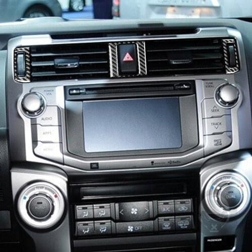 Genuine Carbon Fiber Car Front Dashboard Center Air Vent Outlet Cover Trim Decal Fit For Toyota 4runner 2010-2020 Car Styling