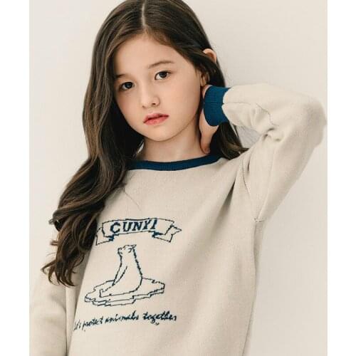 5-10 years children clothes Baby girls sweater autumn Korean Cartoon Girl Knitted bottoming 2020 fall girls polar bear sweater