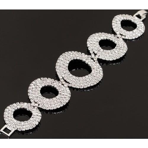 For Women Fashion Jewelry Rhinestone Bracelets YFJEWE Rhinestone Silver Plated Crystal Bracelets B153