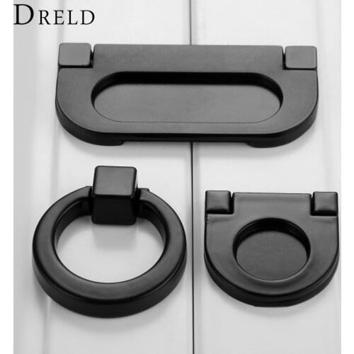DRELD Black Hidden Furniture Handles Zinc Alloy Cabinet Invisible Handle Drawer Wardrobe Door Knobs For Furniture Hardware