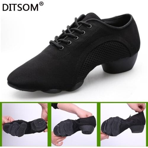 Breathable Mesh and Cloth Upper Split Rubber Sole Dance Jazz Sneakers Latin Dance Shoe Tango Salsa Dance Shoes Plus Size 31-46
